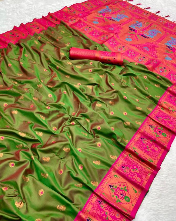 Kiva paithani soft silk with zari weawing meenakari Saree manufacturer in delhi