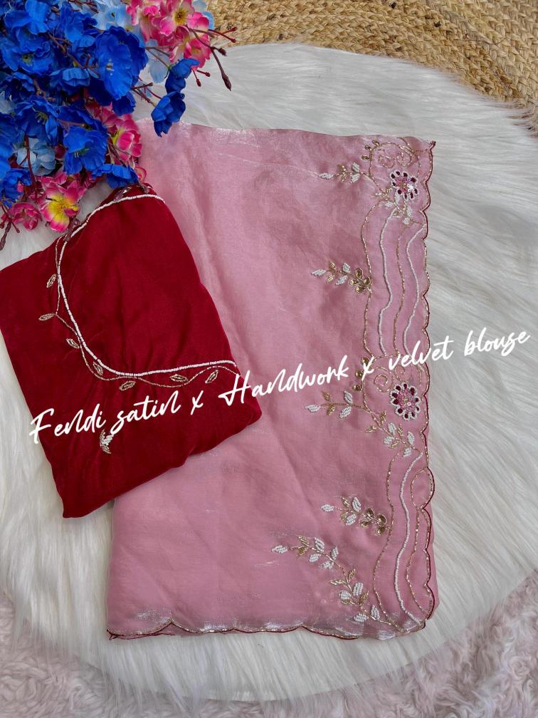 Mahaveer silks beautiful soft fendi satin Indian saree wholesale