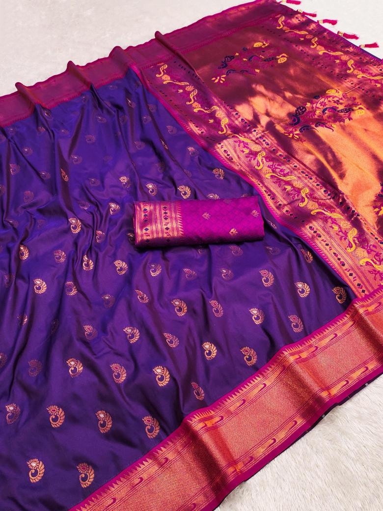 Nath paithani soft silk meenakari weawing rich pallu Wholesale saree dealers in mumbai