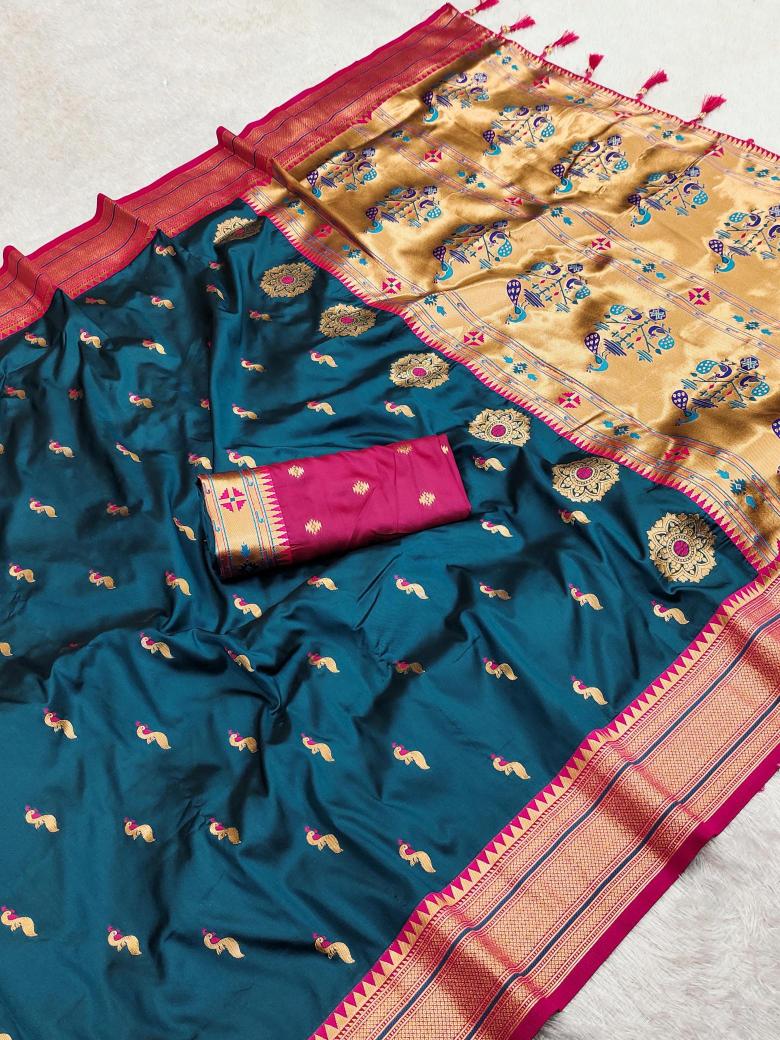 Peacock paithani soft silk zari Surat saree manufacturers