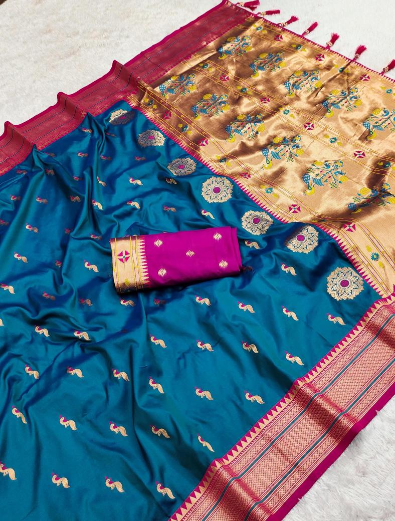 Peacock paithani soft silk zari Surat saree manufacturers