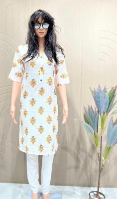 Shorya white straight rayon printed indian designer kurti online