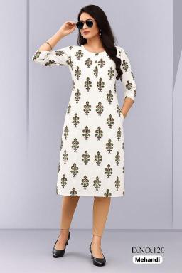 Shorya white straight rayon printed indian designer kurti online