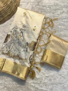 Special tusser quality with kalankari Indian Saree wholesaler