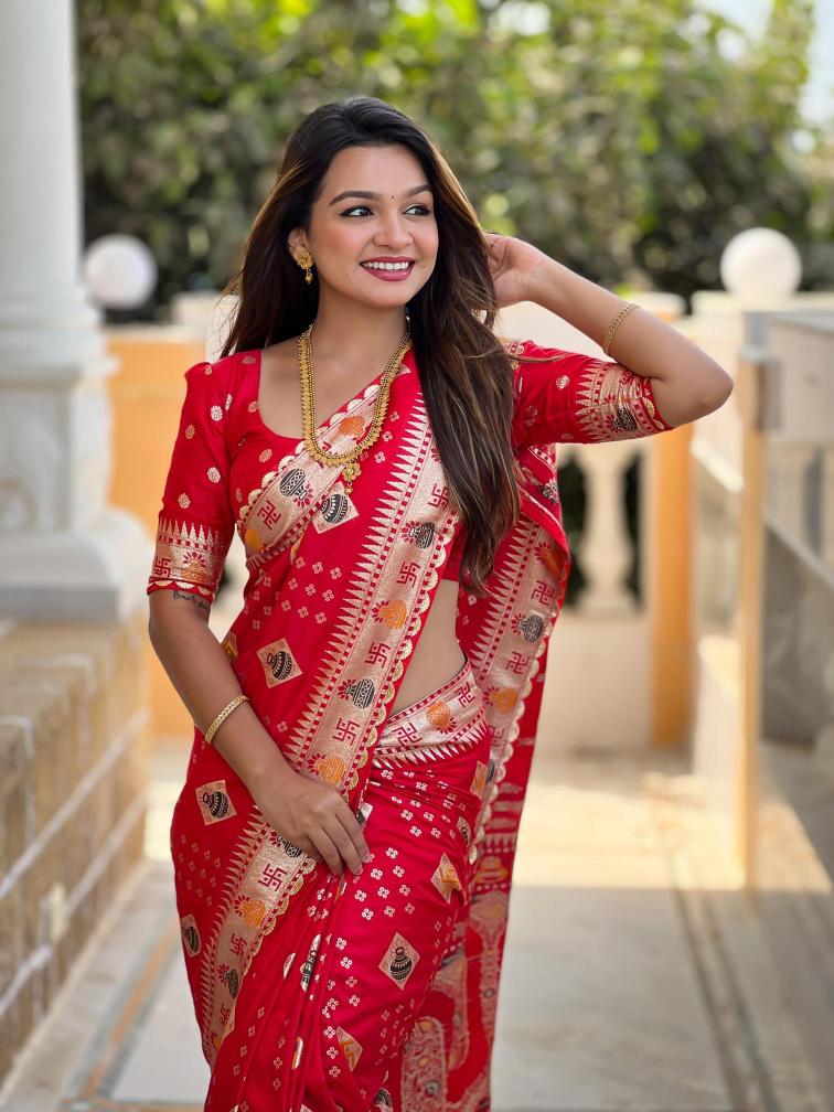 Swastik pure viscous dolla silk swastik Surat wholesale saree price list