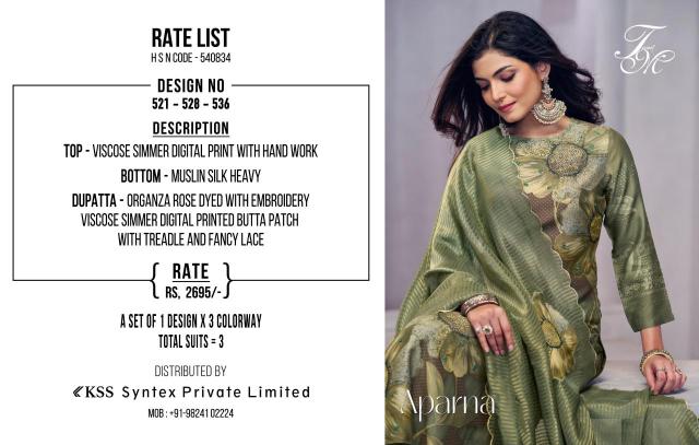 T&M APARNA Pure silk dress material wholesale