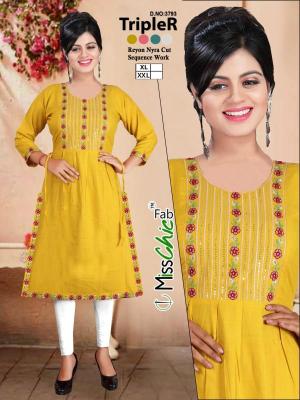 TripleR rayon embroidery indian kurti size chart