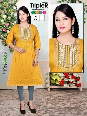 TripleR rayon embroidery indian kurti size chart