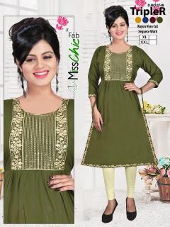 TripleR rayon embroidery indian kurti size chart