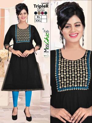 TripleR rayon embroidery indian kurti size chart