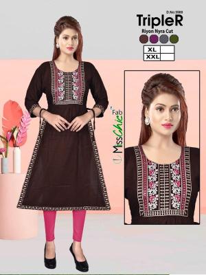 TripleR rayon embroidery indian kurti size chart