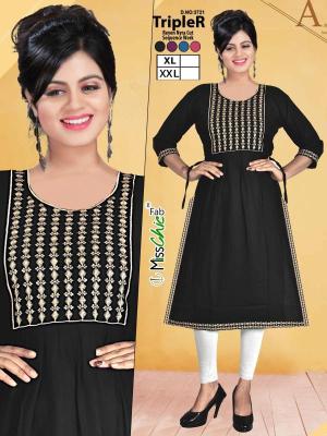 TripleR rayon embroidery indian kurti size chart