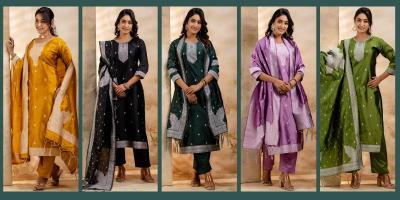 Vairaj banarasi jecard silk 3 Kurti wholesale business in India