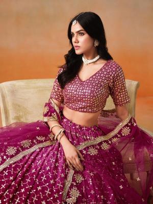 Zeel Clothing OMBRE Georgette Pink Lehenga choli with price in India