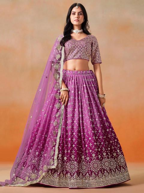 Zeel Clothing OMBRE Georgette rani Pink Lehenga choli retailers in India