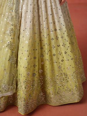 Zeel Clothing OMBRE YELLOW Georgette Heavy work lehenga choli suppliers