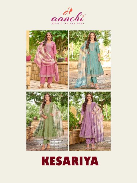 Aanchi kesariya indian velvet kurtis