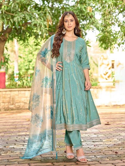 Aanchi kesariya indian velvet kurtis