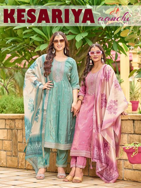 Aanchi kesariya indian velvet kurtis