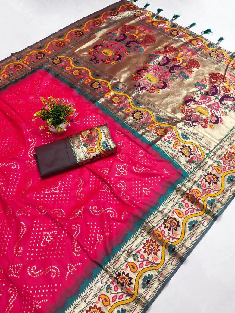 Anupama bandhani paithani rakhi Printed saree manufacturers