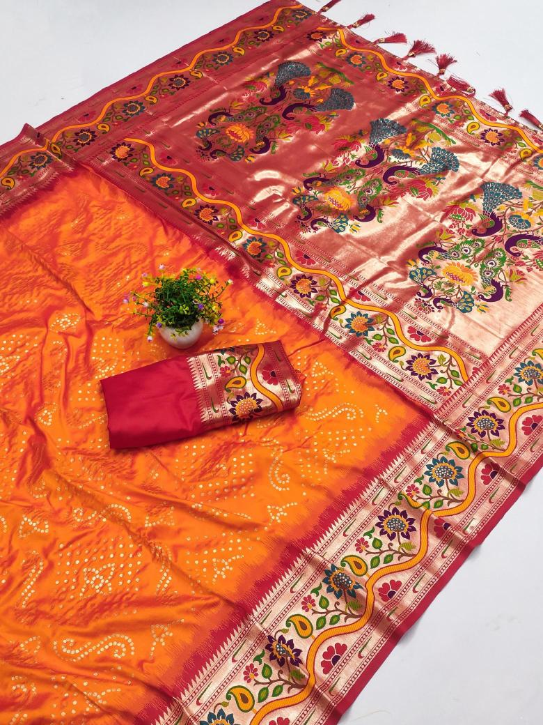 Anupama bandhani paithani rakhi Printed saree manufacturers