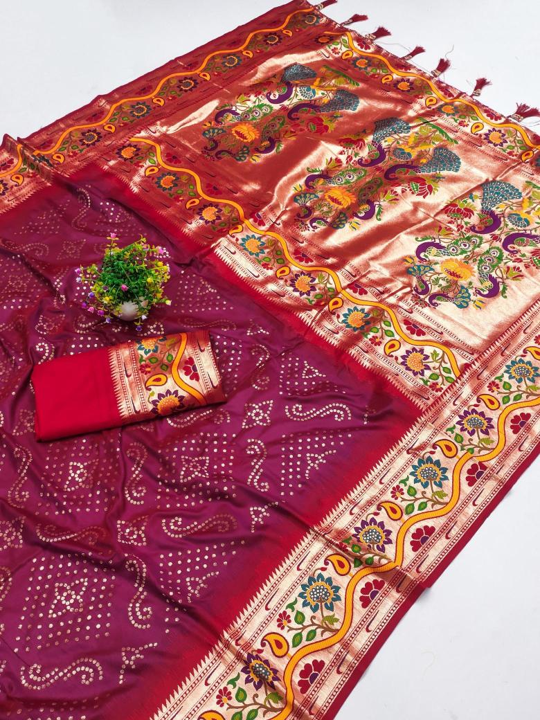 Anupama bandhani paithani rakhi Printed saree manufacturers