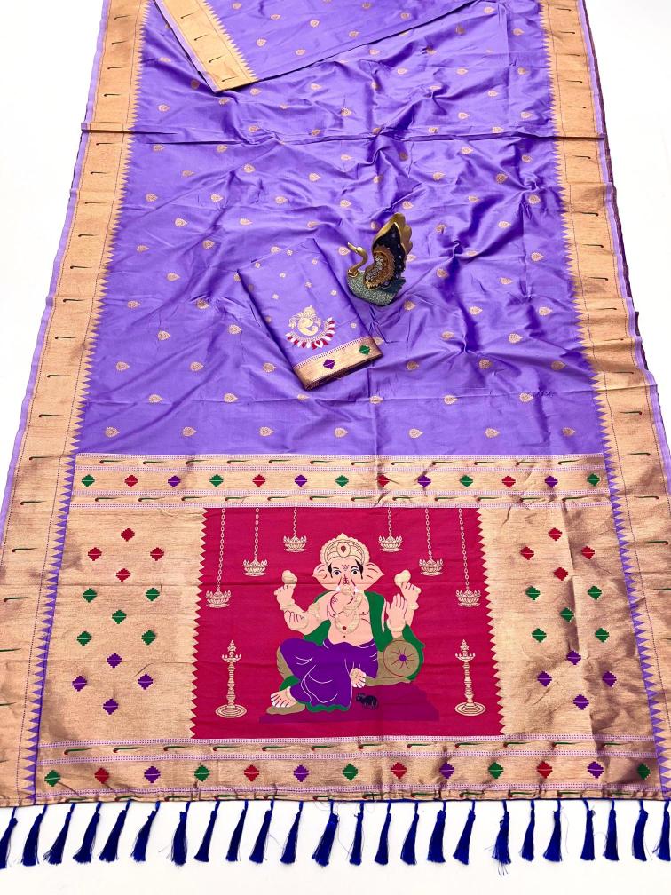 Anupama Ganpati special ganesh paithani soft silk Bridal sarees wholesale market