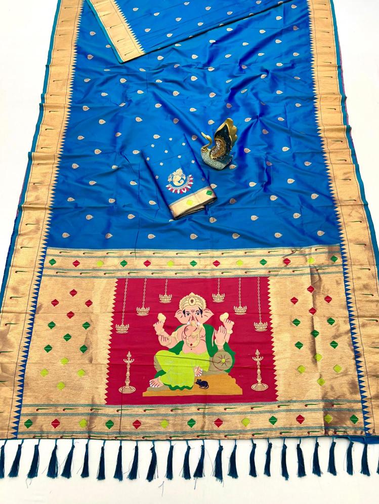 Anupama Ganpati special ganesh paithani soft silk Bridal sarees wholesale market