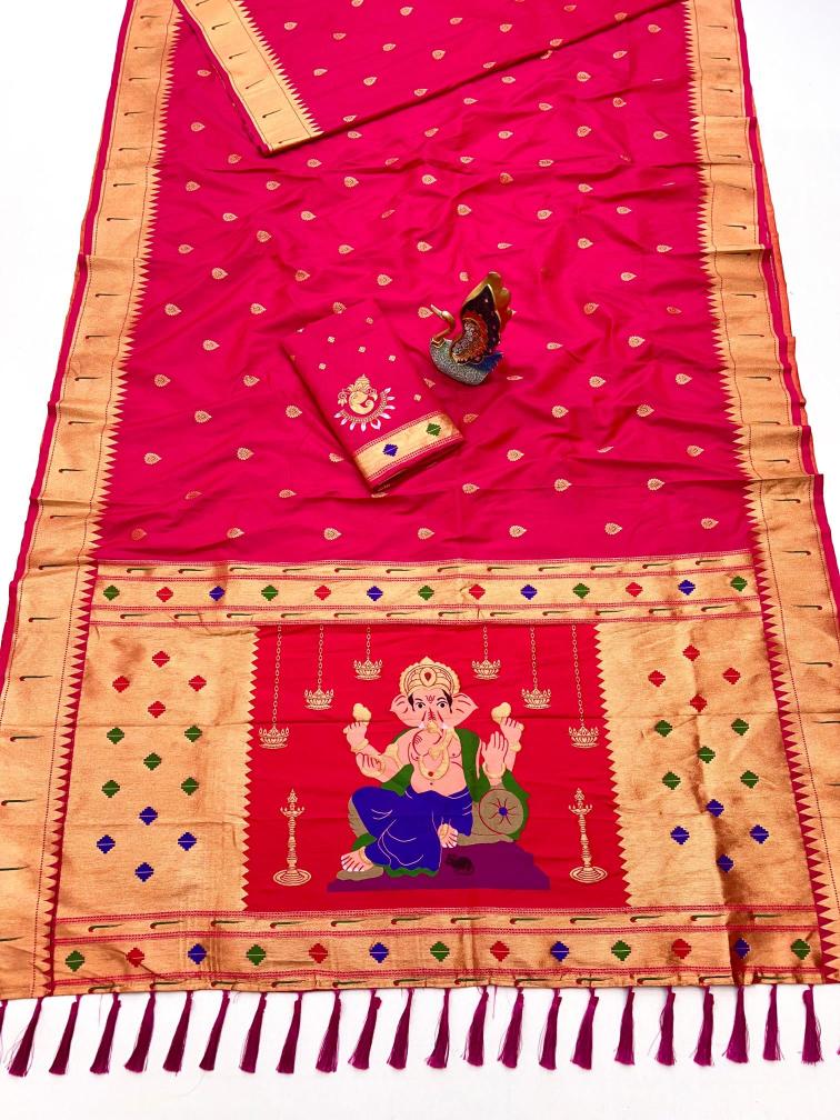 Anupama Ganpati special ganesh paithani soft silk Bridal sarees wholesale market