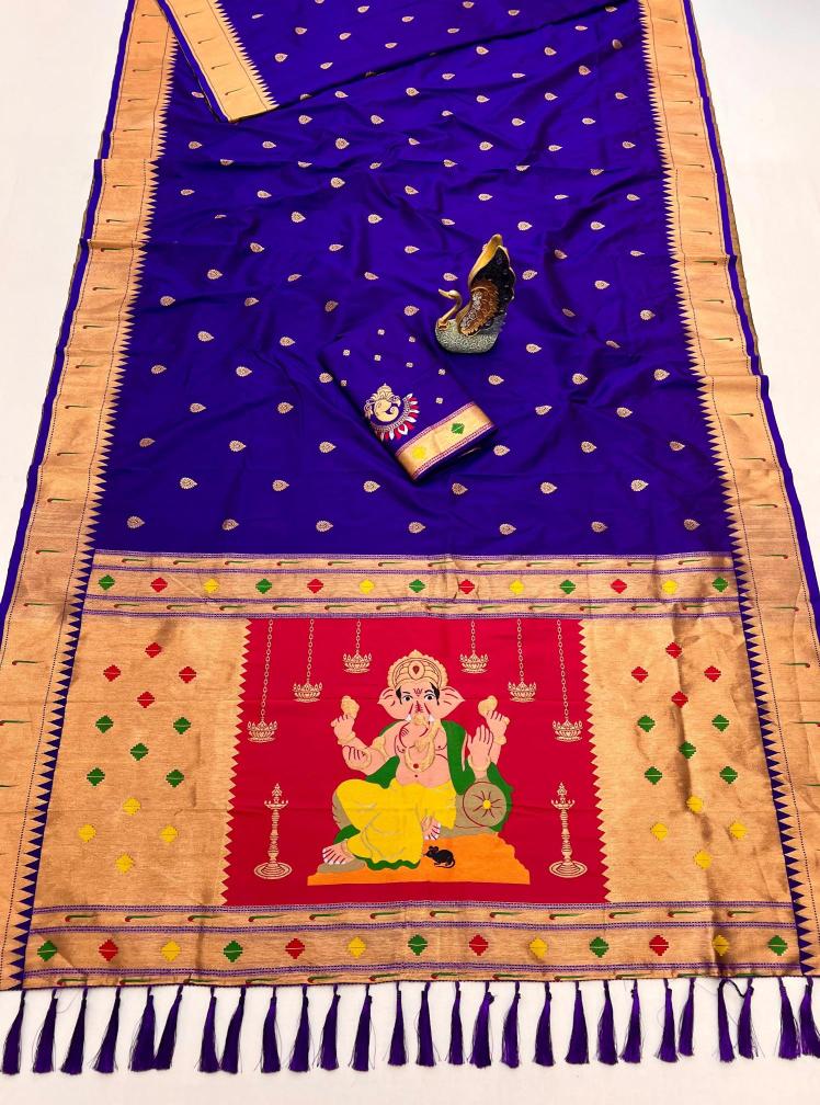 Anupama Ganpati special ganesh paithani soft silk Bridal sarees wholesale market