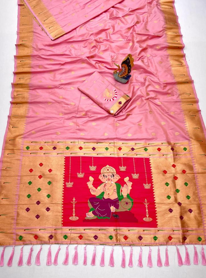 Anupama Ganpati special ganesh paithani soft silk Bridal sarees wholesale market