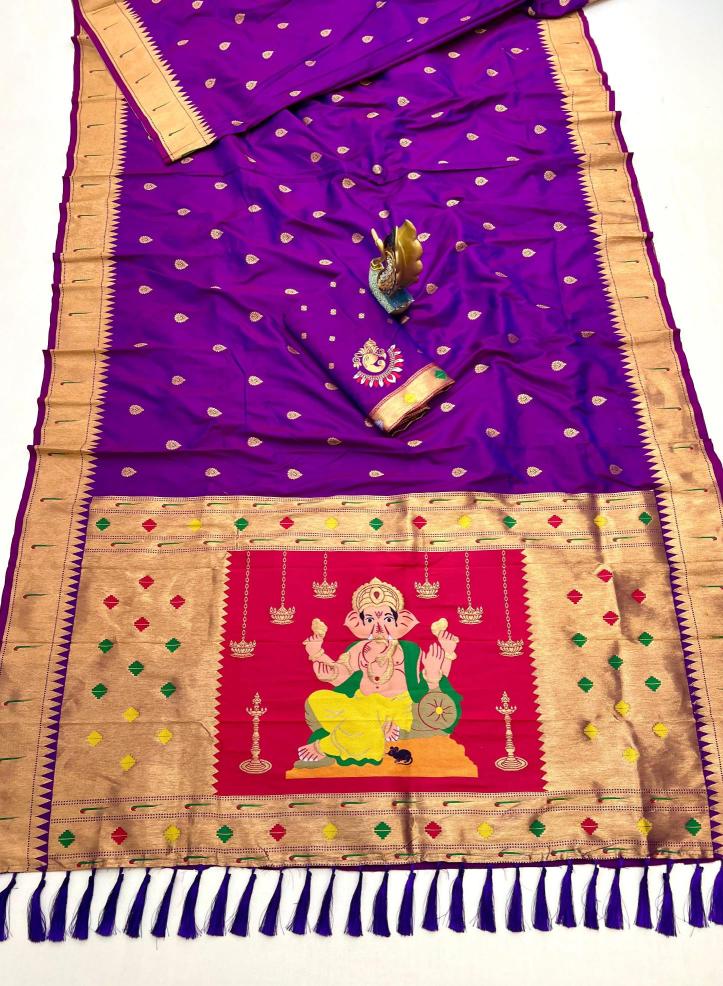 Anupama Ganpati special ganesh paithani soft silk Bridal sarees wholesale market