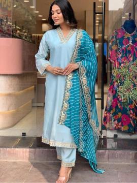 Bitto NK450 sky v neck viscose silk indian online clothing shopping kurti