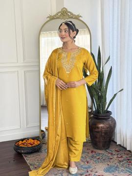 Bitto vedika viscose chanderi yellow Wholesale kurti suppliers in India