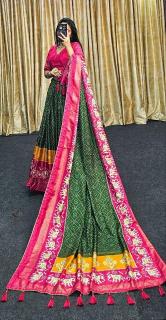 Ekta bandhni Tussar Silk lehenga wholesale in hyderabad
