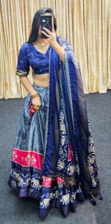Ekta bandhni Tussar Silk lehenga wholesale in hyderabad