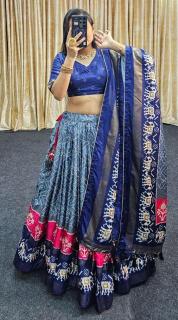 Ekta bandhni Tussar Silk lehenga wholesale in hyderabad