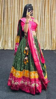 Ekta bandhni Tussar Silk lehenga wholesale in hyderabad