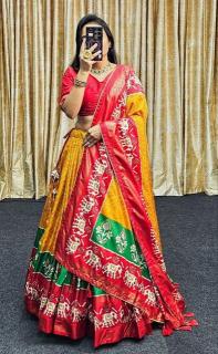 Ekta bandhni Tussar Silk lehenga wholesale in hyderabad