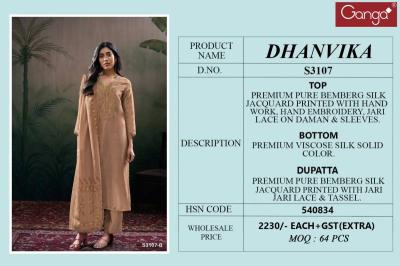 Ganga Dhanvika Bemberg Silk Salwar kameez wholesale market