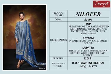 Ganga nilofer 3696 Dress material wholesale market