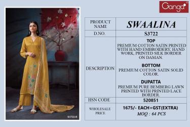 Ganga swaalina 3722 Dress material wholesale price