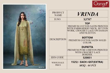 Ganga vrinda 3707 Designer dress material wholesale in Surat