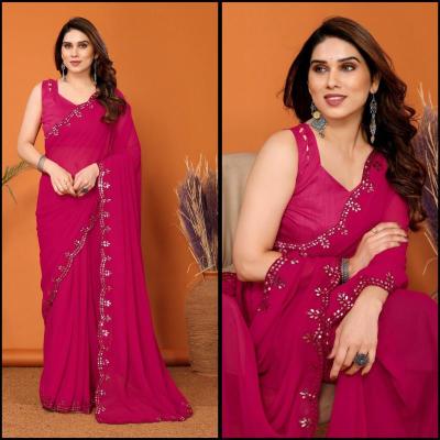 GC bright georgette with mirror work Saree store in Surat