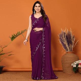 GC bright georgette with mirror work Saree store in Surat