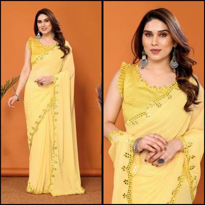 GC bright georgette with mirror work Saree store in Surat