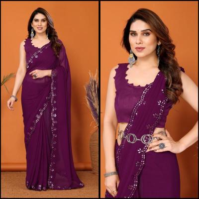 GC bright georgette with mirror work Saree store in Surat