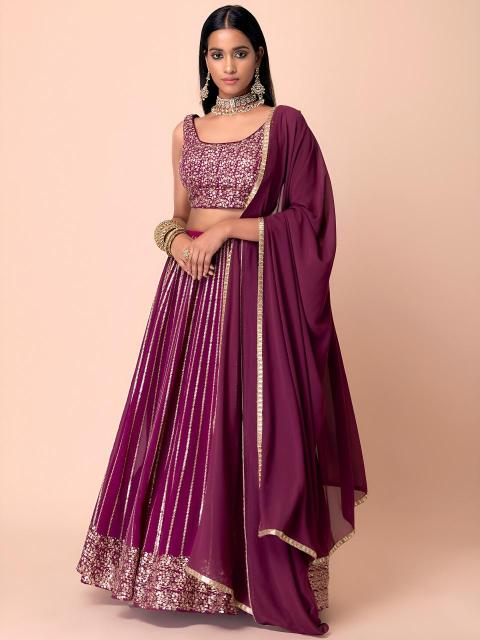Glamorous Heavy Georgette Wine Designer lehenga choli wholesalers