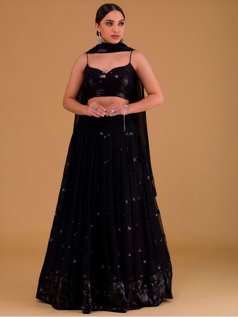 Glamourous Heavy Georgette Black Lehenga choli manufacturers in Surat