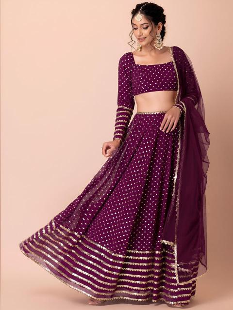 Glamourous Heavy Georgette Wine Bulk lehenga choli suppliers